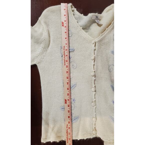 Vtg NWB Casuals Embroidered Floral Mohair Ramie Button Cardigan Sweater Size L - Picture 10 of 10